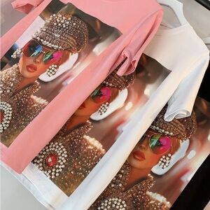 Los Angeles Apparel Graphic Button Down Shirts - Pink, White, Black